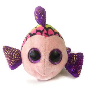 TY Beanie Boos Flippy Plush Tie Dye Rainbow Clown Rainbow Fish 7" Glitter Eyes